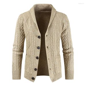 Suéteres masculinos 2024 inverno cross border amazon comércio exterior gancho de malha cardigan estilo britânico solto casaco espessado suéter