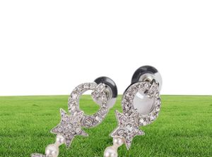 Top quality drop earring with diamond and pearl in platinum color for mother and girl friend jewelry gift PS354956589002533338