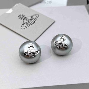 Stud Earrings Western Empress Dowager Silver Saturn Water Drops Long Sparkling Diamond Crystal Ear Studs Clip Two Wear Style Fashion for Women Jewelry 20jd