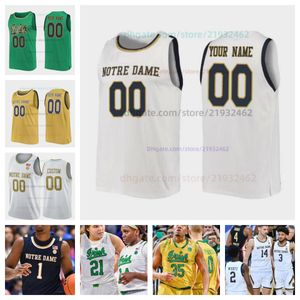 Maglia da basket personalizzata Notre Dame Personalizza qualsiasi nome Numero Uomo Donna Maglie giovanili ricamate 12 Tony Sanders Jr. 13 Tae Davis 14 Kebba Njie 15 Thomas Hattan