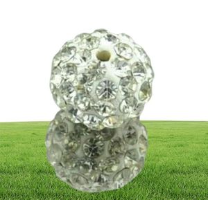 8mm branco Micro Pave CZ Disco Ball Cristal Bead Pulseira Colar BeadsMJPW Whole 3081419