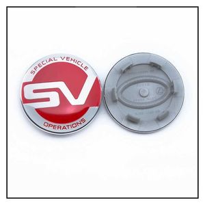 カーステッカー4PCS x 62mm ABSレターSV SVRカーホイールセンターハブキャップランドレンジローバースポーツディスカバリーアクセサリー