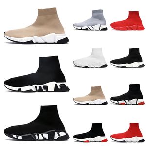 2024 Top Fashion Designer Sapatos Casuais Mulheres Mens Speed Trainer 2.0 Clear Sole Vermelho Branco Preto Sock Sapato Graffiti Borracha Bottoms Retro Lace-Up Meias Sapatilhas Treinadores