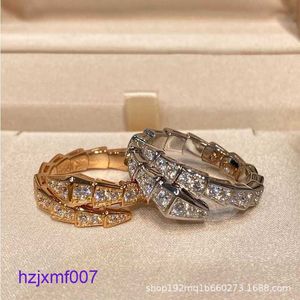 8udj Designer Bvlger Band Rings Baojia Spirit Snake Ring Female Full Diamond Plated 18k Rose Gold Bone Pair Bracelet Fashion Internet Celebrity Live Broad