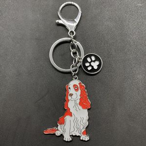 Keychains Emalj Red Ear Cocker Spaniel Dog Print Metal Pendant Pet Jewelry Gift Keychain