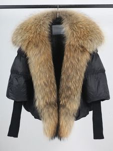 Oftuby White Duck Down Jacket冬の女性温かいゆるいコート天然本物の毛皮の襟厚い豪華なアウターウェアファッション240106
