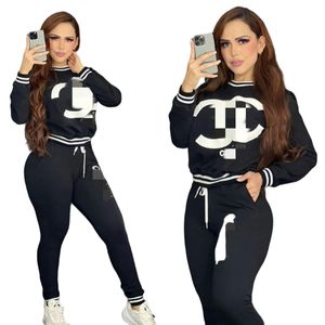 2024 Tvådelar byxor Tracksuit Women Casual Pullover Sweatshirt och byxa sätter gratis fartyg