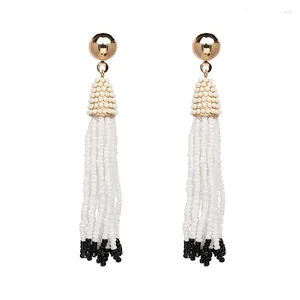 Stud Earrings Fringed Hand Woven Fashion Beading Simplicity Bohemia Alloy Ma'am Rice Bead