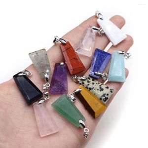 Pingente colares de pedra natural pingentes trapézio ametista labradorite encantos para jóias fazendo mulheres colar brinco reiki cura presentes