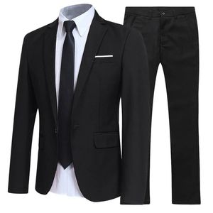 Män klassiska 2 stycken set bröllop kostymer affärsbyxor jacka kappa formell klänning bröllop lyxdräkt män tuxedo singel szie s-6xl 240106