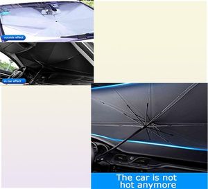 折りたたみ可能な車のフロントガラスサンシェード傘自動フロントウィンドウサンシェードカバー熱断熱UV保護パラソルアクセサリー5457579