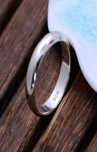 Real Pure 925 Sterling Silver Rings и мужчины простое кольцо Грудкое кольцо с высокой полировкой для обручального кольца для влюбленных паров 3075099