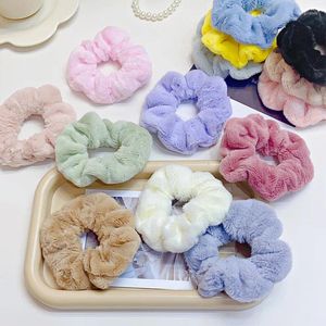 Hair Accessories Winter Solid Color Plush Large Intestine Ring Girl's Back Head Bun Ponytail Elastic String Headdress Female