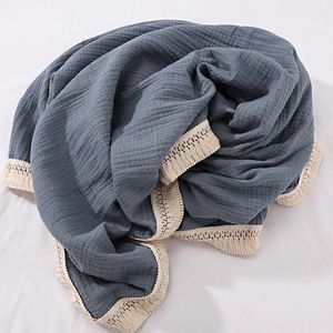 Urodzony koc z polaru koce termiczne miękki solidny zestaw bawełniany kołdra niemowlęta pościel Swaddle Wrap klimatyzacja 110x110cm 240106