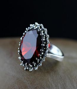 Natürlicher roter Granat-Edelstein-Ring für Damen, 925er-Sterlingsilber, Ehering, edler Schmuck, Geschenke 6620733