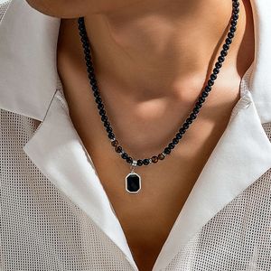 Ожерелье из бисера с тигровым камнем для хип-хопа, маленькие элегантные, простые и персонализированные мужские аксессуары-цепочки на ключицу