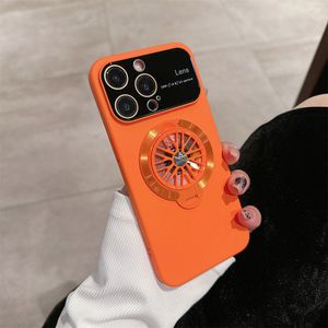 Lüks Desiger Mat Full Lens Koruması AG IPhone 15 Pro MAX 14 için Buzlu Cam Kılıfları Mıknatıs Halka Tutucu Kapağı İçin 11 12 13