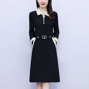 Autumn Korean Fashion Suit Dress Women's Business Casual Mature Fashion Belt Dresses Elegant Professional ATTire 240106