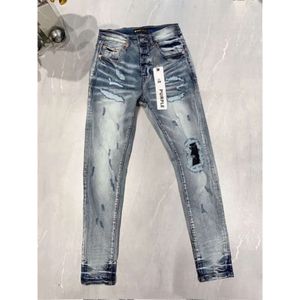 Дизайнерские фиолетовые джинсы для брендов для мужчин женские брюки Purple Summer Hole Hight Вышивка джинсовая джинсовая лоты