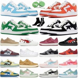 Sta Bapestass Sk8 Low für Rot Grün Orange Schwarz Schuhe Lackleder Damen Weiß Pastell Blau Wildleder Beige Rosa Pastell Combo Camouflagedtio#