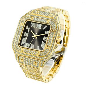 Armbandsur Uthai L117 Men's Watch Brand Light Luxury Gold Roman Scale Waterproof High End Fashion Hip Hop Diamond Full Male Watches