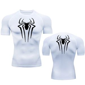 Sıkıştırma Gömlek Yaz Erkekler T-Shirt Beyaz Kısa Kollu Nefes Beklenebilir Hızlı Kuru Fitness Top Spor Uzun Kollu Sıkıştırma Gömlek 240106