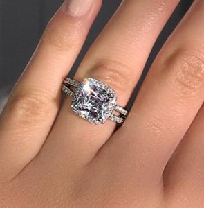 Modejubileumsring 925 Sterling Silver Engagement Ring Diamond Wedding Band Rings for Women Finger Jewelry5608685