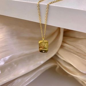 Chains Titanium With 18K Gold Good Luck Angel Choker Necklace Women Jewelry Designer T Show Runway Gown Rare INS Japan Korean Fashion