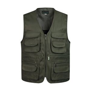 Män Multi-Pocket Classic Waistcoat Manlig ärmlös lossning av solid kapparbete Väst Pographer Tactical Mesh Vest Jacket 240106