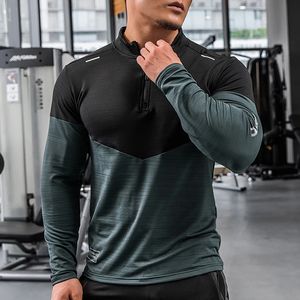 Mens Gym Compression Shirt Male Rashgard Fitness Long Sleeves Running Clothes Homme T-shirt Football Jersey Sportswear Dry Fit 240106