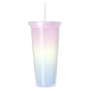 ウォーターボトル食品グレードの材料カップ再利用可能な色は、家の屋外での飲み物のために滑り止めストローで変化します