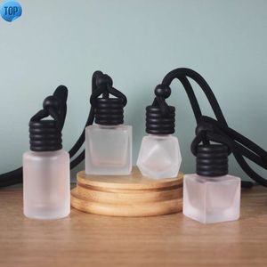 8ml 10ml 12ml Square car air freshener perfume with black wooden cap car reed diffuser matte white glass empty frosted bottles