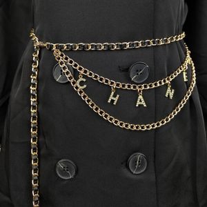 Fashion Metal Chain Belts for Women Flower Pendant Jeans Suit Dress Waist Female Luxury Brand Designer Accessories 240106