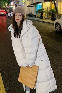 Winter Padded Cotton Coat Female Korean Version Loose Long Knee Length Womens Windproof Warm Down Jacket Outerwear 240106