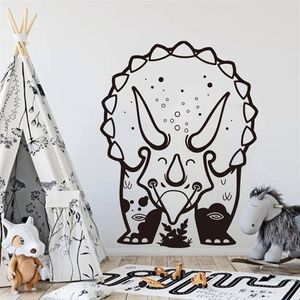 Cartoon Triceratops Dinosaur Wall Sticker Boy Room Kids Room Large Jurassic Park Dino Animal Wall Decal Bedroom Vinyl Home Decor 2172f