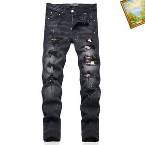 2024 Designers Make Old Men's Jeans Letter Jeans Ripped Motorcykel Classic Denim Jogging Style Old Fashioned Handwoven Old Casual Slim Cotton Wash Slacks Hip Hop