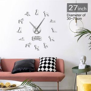 Boxer Dog Breed 3D DIY Wall Clock Living Room Unique Acrylic Design Gift Idea For Dog Puppy Pet Lover Personalized Clock Watch LJ22522