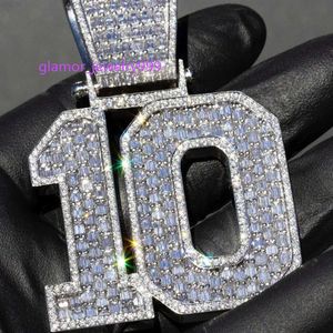 Tendenza 2023 Sier S Personalizzato Qualsiasi Iniziale VVS Baguette Moissanite Set di collane con ciondolo di diamanti