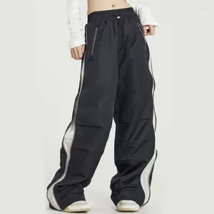 Women's Pants Jodimitty Y2k Sweatpants Streetwear Baggy Solid Patchwork Parachute Pantsh Wide Leg Trousers Loose Casual Hip White