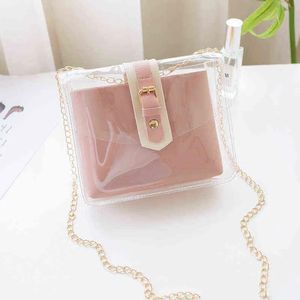 Torebki Japonia i Korea Południowa Moda i torba Mother PVC Przezroczysta torba łańcucha Jelly Single Ramper Messenger's Women's Bag 034