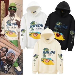 Deiger Rhude Lettera Stampa Looe Fleece Hip Hop Style Giacca con cappuccio con cappuccio con cappuccio con cappuccio per uomini e donne Cau