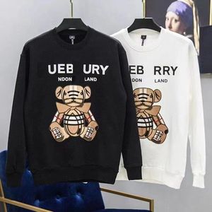 Women's autumn and winter Ba family teddy bear print unisex top for men and women loose casual fashion round neck hoodie for women