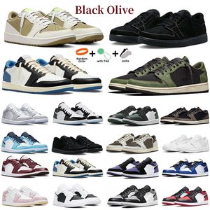 1 1S Low Men buty do koszykówki golf czarna oliwkowa multi pastelowa odwrotna rewers ciemny mokka fragment wilk szary żagiel czarny fantom unc panda panda damski sporty sneakers