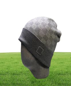 Luxuriöse Strickmütze, Designer-Beanie-Mütze, Herren-Mütze, Unisex, für Kaschmir, kariert, Buchstaben-Druck, lässig, Totenkopf-Kappen, Outdoor-Mode, 1281743