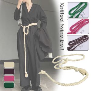 Unisex hampa repbälte tassel midjeband vintage flätad för kvinnliga klänningar dekor midje kedja allmatch tunt 240106