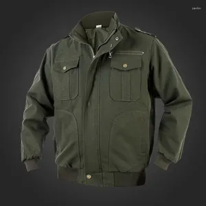 Men's Jackets Outdoor Durable Army Thick Turn-Down Collar And Single Breasted Casual Wear Mechanics Cargo Canvas
