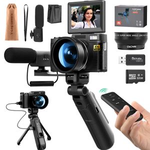 GAnica 4k Câmeras Digitais para Pografia 48MP Câmera de Vídeo Vlogger KitMicrofone Controle Remoto Tripé Grip 240106