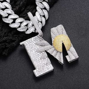 Designer smycken personlig kubik zirkonium hip hop moissanit anpassade män diamant initial blomma m hänge ädelsten hängen