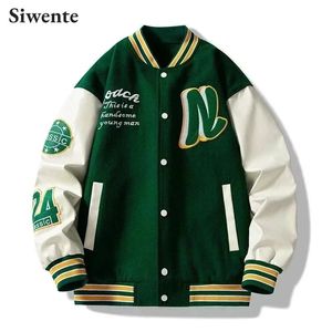 American Trend Stitching Baseball Uniform Youth Embroidered Loose Jacket for Men Letter Striped Collar Windproof Couple Outfit 240106