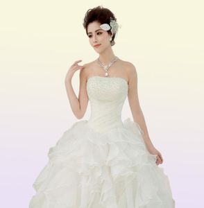 2018 Abiti da sposa senza spalline estivi Bianco Bianco Principessa senza maniche Abiti da ballo sposa Real Po Abiti da sposa1911868